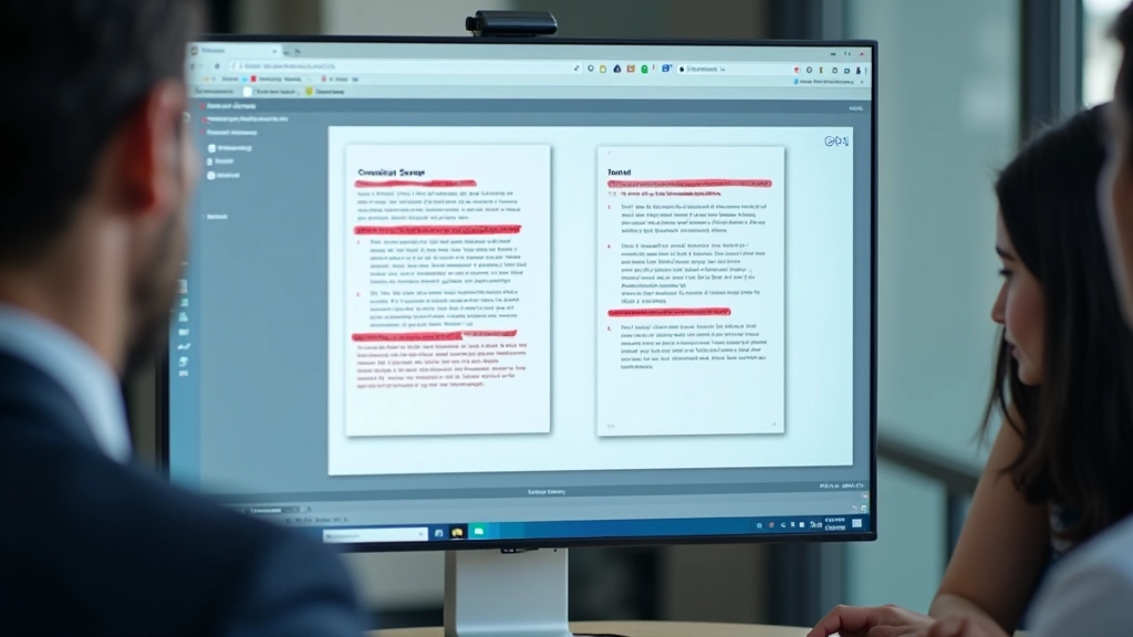 Tela de comparação lado a lado de dois documentos com discrepâncias destacadas em vermelho, mostrando números e datas conflitantes